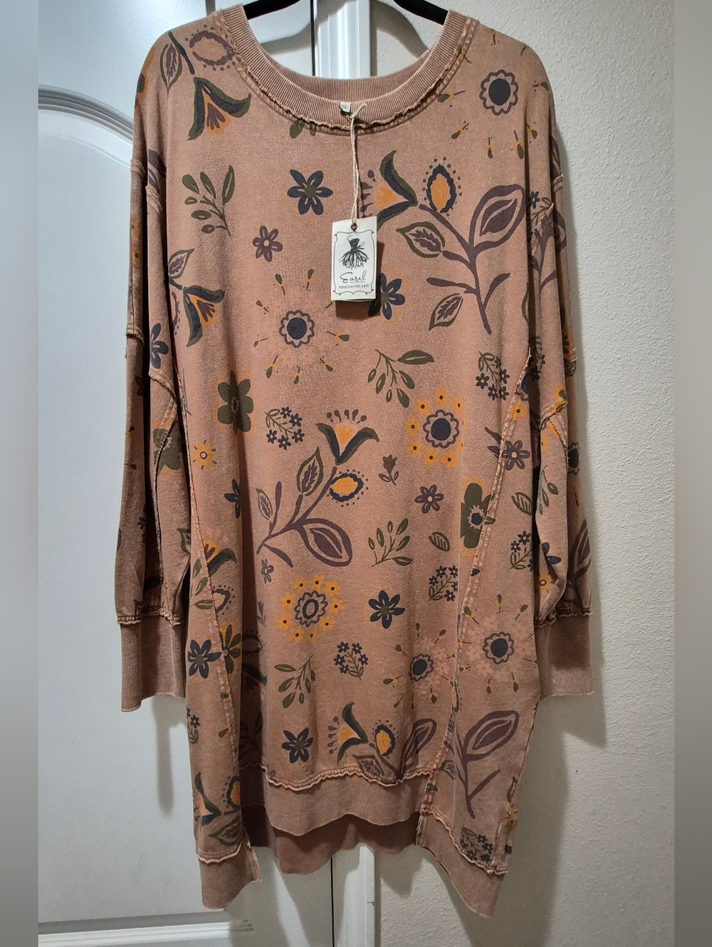 Easel Floral Oversized Sweatshirt Dress | Boho Chic | Small (Fits Oversized) NWT